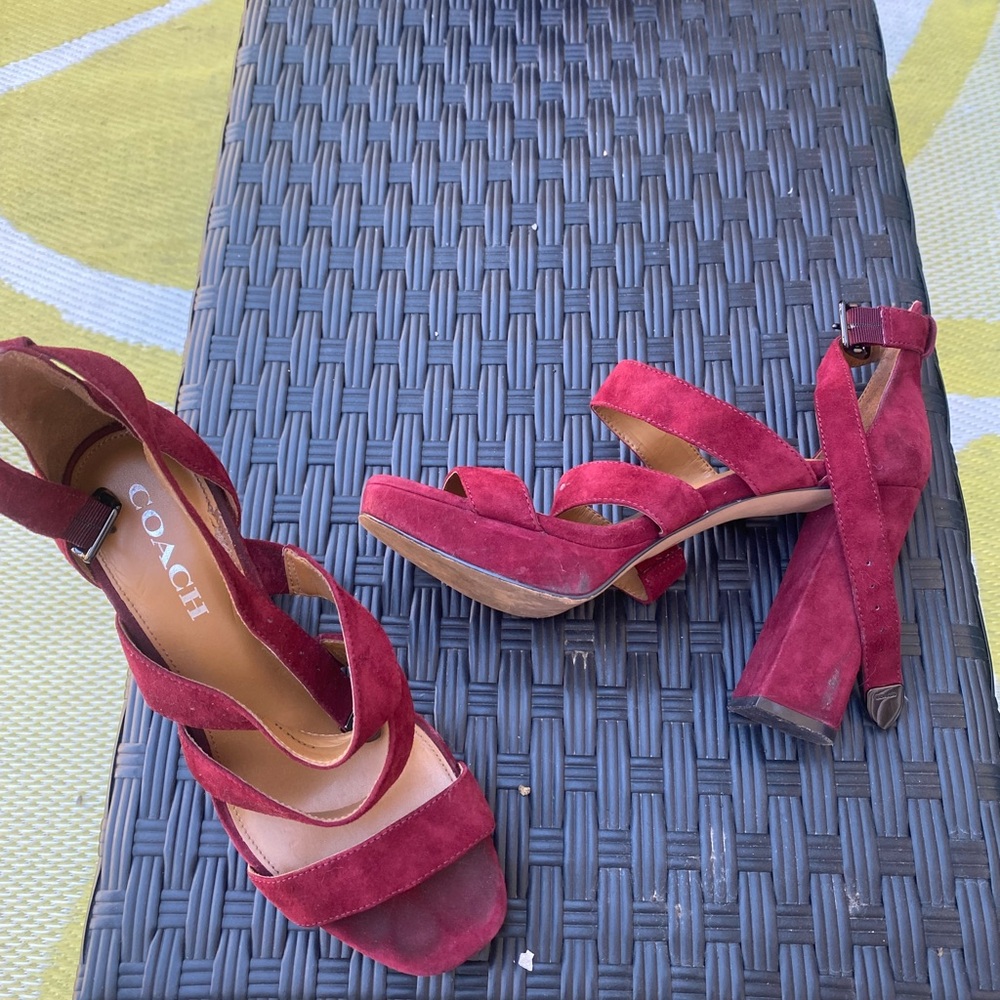 Coach Women's burgundy Suede Heels